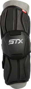front shot of the black surgeon 700 stx mens ice hockey arm guard