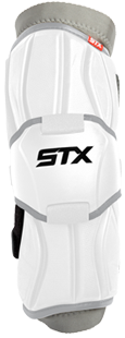 front shot of the white surgeon 700 stx mens ice hockey arm guard